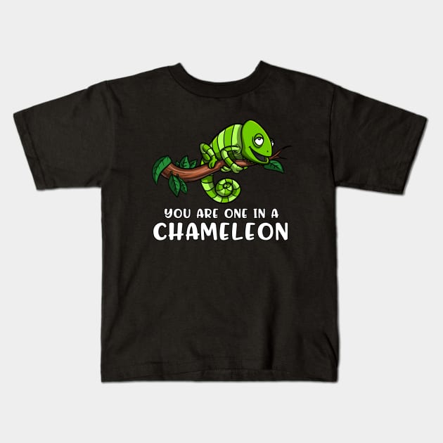 You Are One In A Chameleon Funny Lizard Kids T-Shirt by underheaven